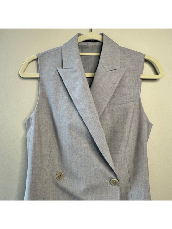 THEORY Blazer Dress Womens 4 Sleeveless Gray Stretch Wool Minimalist Tailored Of - Picture 3 of 13